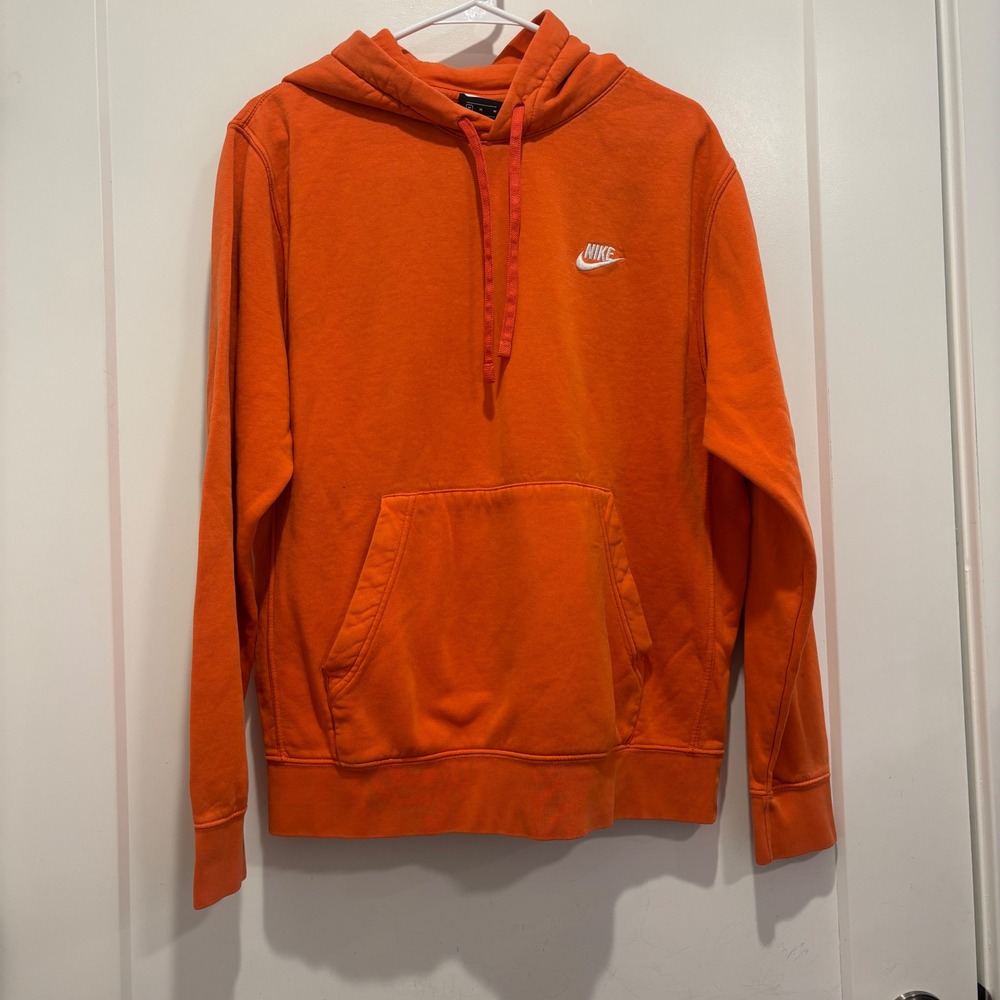 Nike Sportswear Club Fleece Pullover Hoodie Orange Mens Small BV2654-886